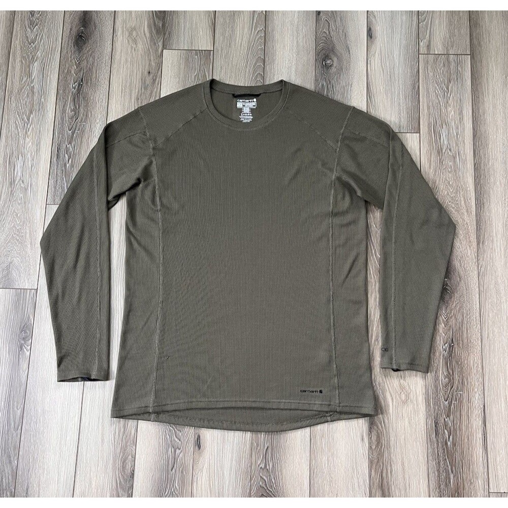 Carhartt Force Base Layer Waffle Thermal Long Sleeve Shirt Olive Green Size XLT